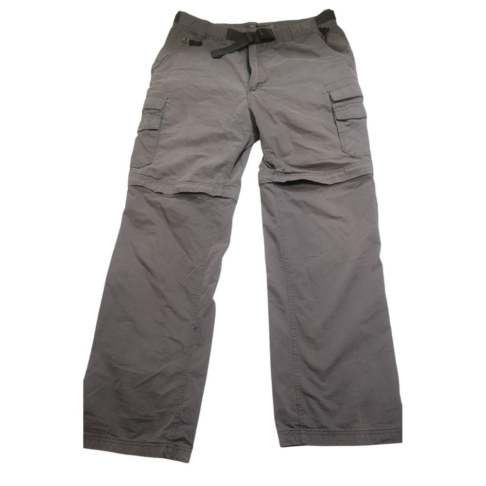 BC Clothing Mens Convertible Cargo Pants M x 32 Gray Hiking Zip Off Travel